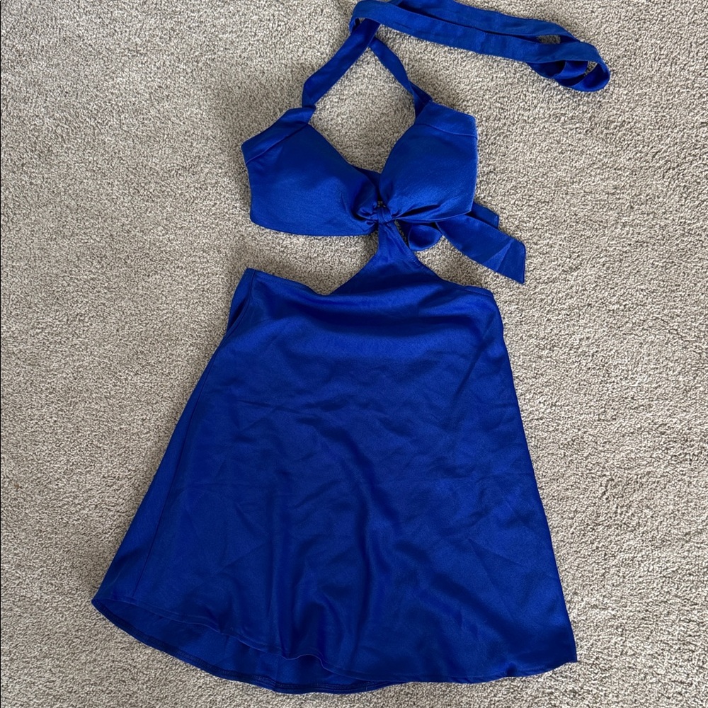 Saints + Secrets NWT size medium AU 10 cobalt blue halter homecoming hoco dress